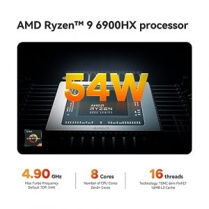 Beelink SER6 Pro MAX Mini PC, AMD Ryzen9 6900HX 8 Cores 16 Threads up to 4.9GHz, 32GB DDR5 RAM 1TB PCIe4.0 SSD, 4K@144Hz up to 4 Screen Display (USB4.0/HDMI2.1/DP1.4), BT5.2, Wi-Fi6